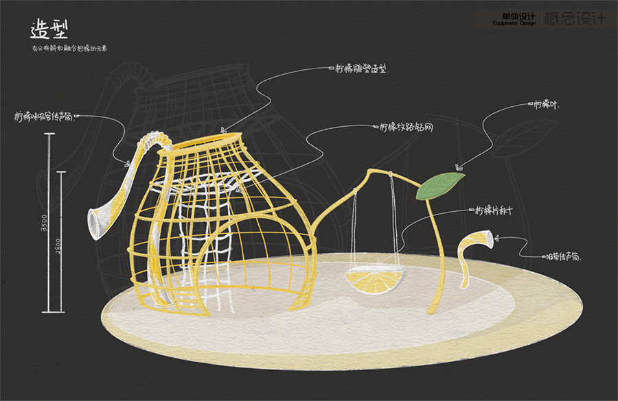 社区儿童游乐场设备项目手绘图